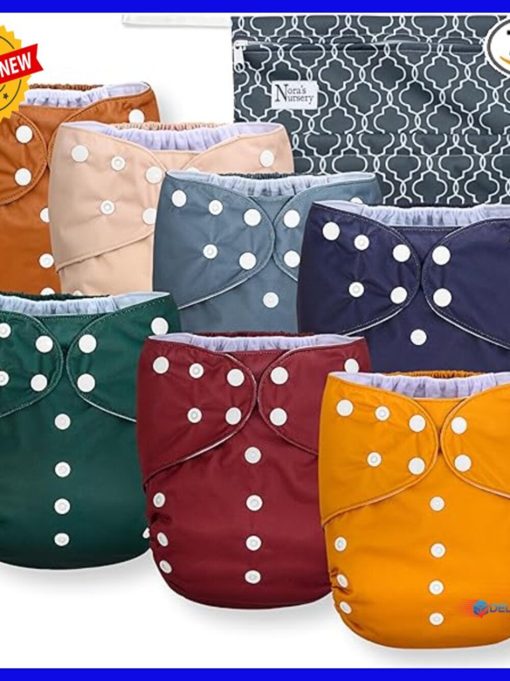 Large Pocket Cloth Diapers 7 Pack Toddler 35-55lbs Adjustable Reusable